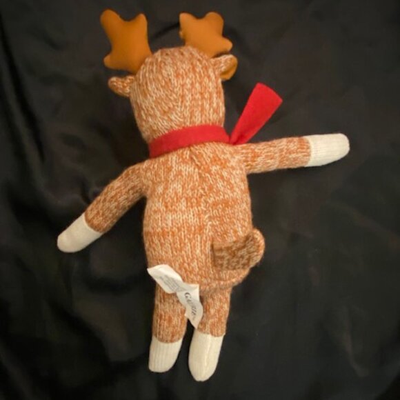 10" Sock Monkey Moose Plush Reindeer Stuffed Animal Scarf Christmas Toy Galerie - Picture 3 of 4